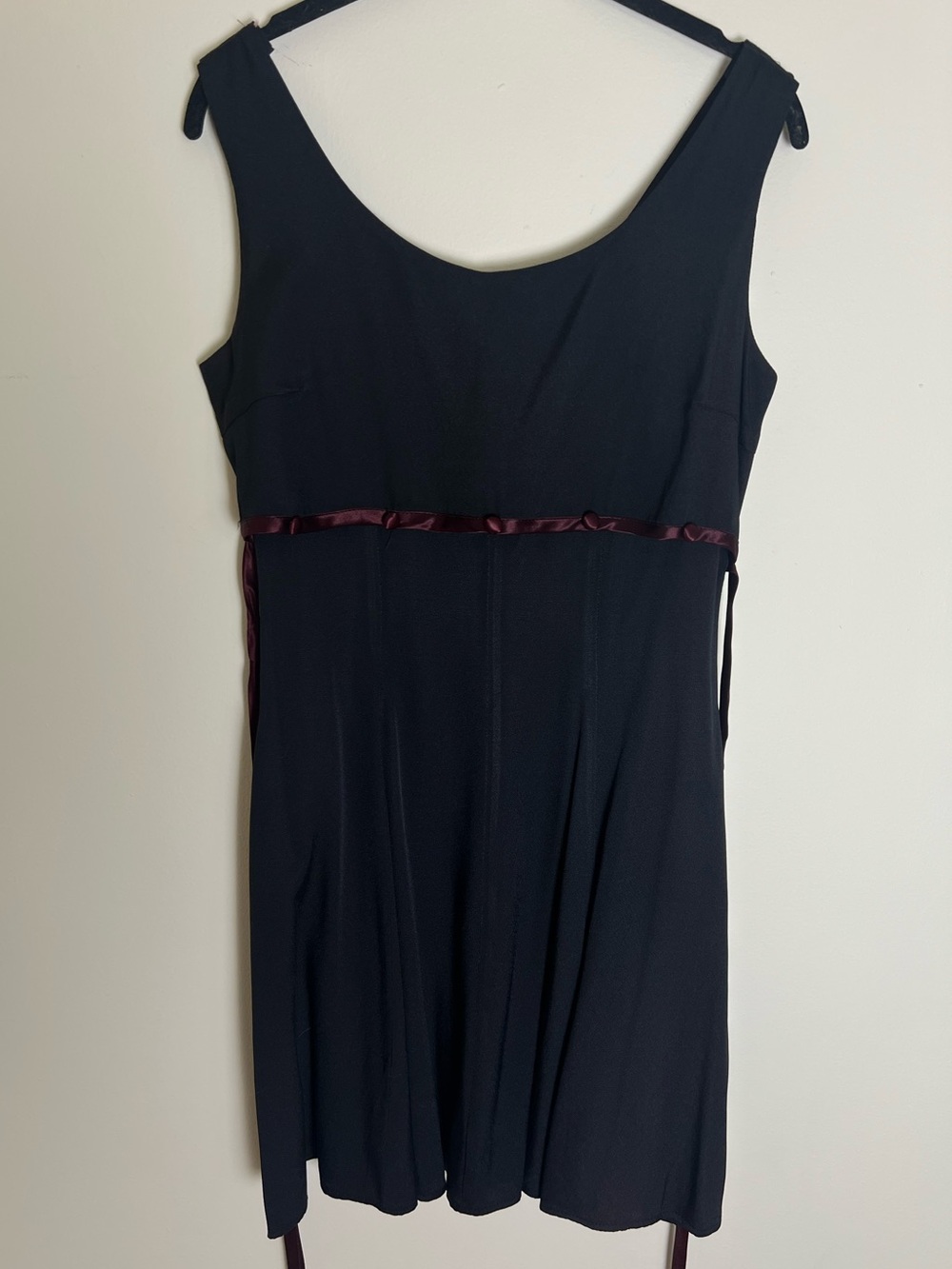 Vintage Black Sleeveless Fit & Flare Dress with Red Trim